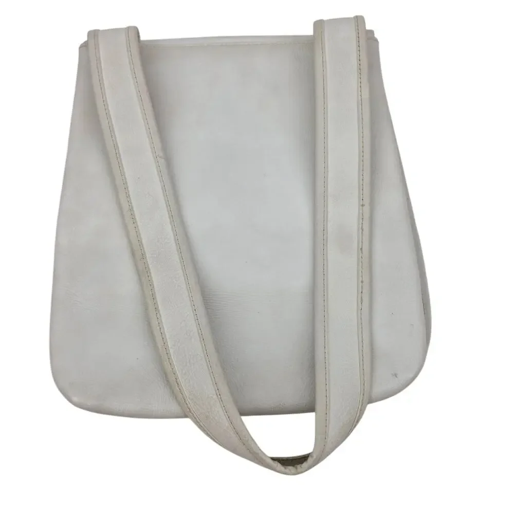 RARE Vintage 70s Bonnie Cashin For Meyers White Leather Flat Body Shoulder Bag